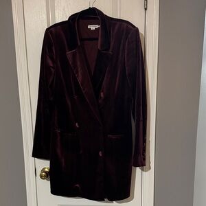 Good American Velvet Women's Blazer Dress - Burgundy